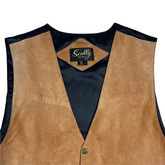 OLD-WEST STYLE Mens GAMBLER's VEST~SKULLY~TAN SUEDE LEATHER 2 POCKETS LARGE - Picture 4 of 10